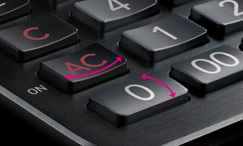 Close-Up der Tasten: Konkave und konvexe Tastenformen.