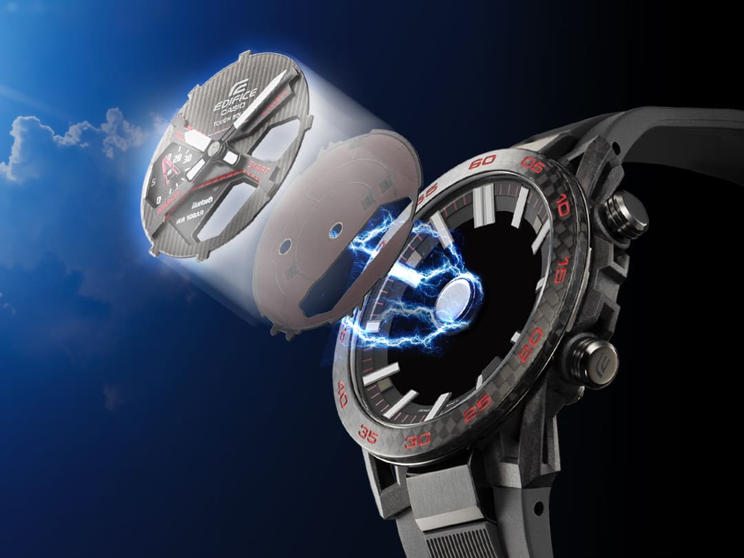 Die Uhr mit blauen Blitzeffekten