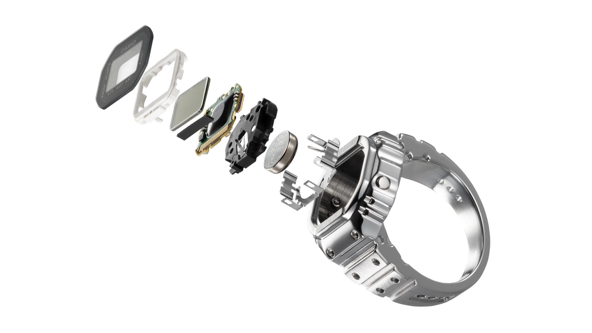 Einzelbestandteile der Casio Ringuhr