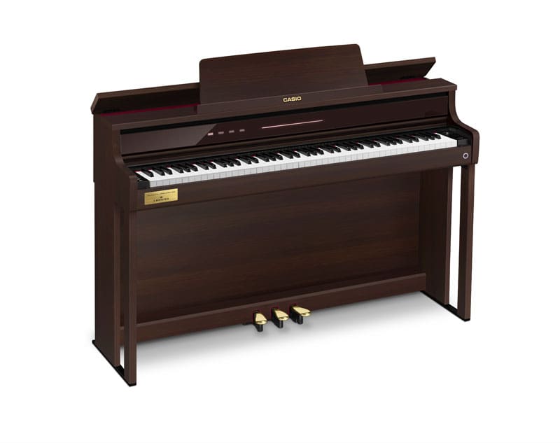 Das braune AP-750BN Digitalpiano, das Bild verlinkt zur Produktseite.