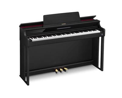 Das schwarze AP-550 Digitalpiano. Das Bild verlinkt zur Produktseite.