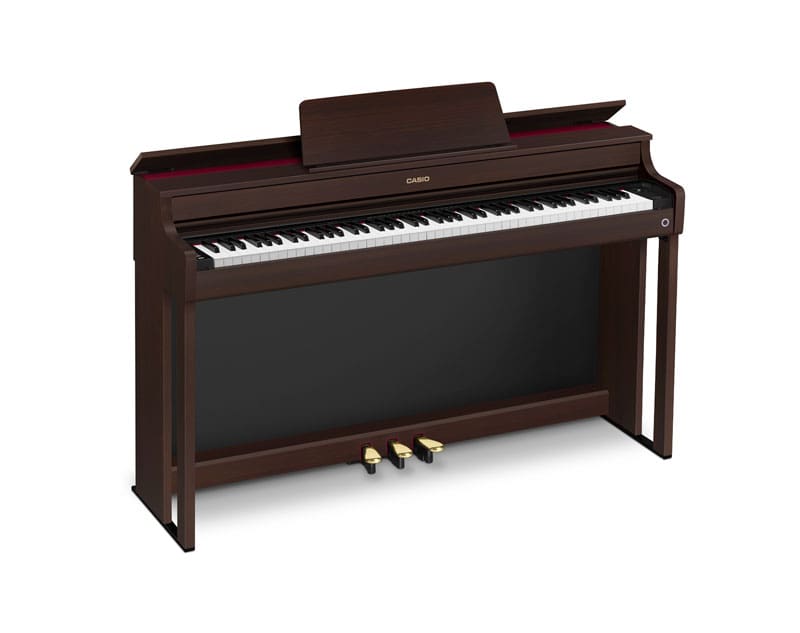 Das braune AP-300 Digitalpiano. Das Bild verlinkt zur Produktseite.