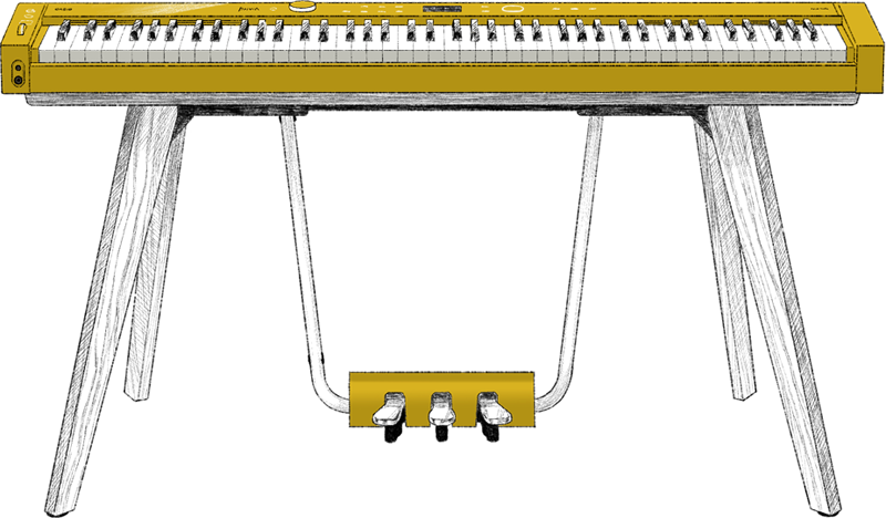 Das gelbe Privia PX-S7000HM Digitalpiano. Das Bild verlinkt zur Produktseite.