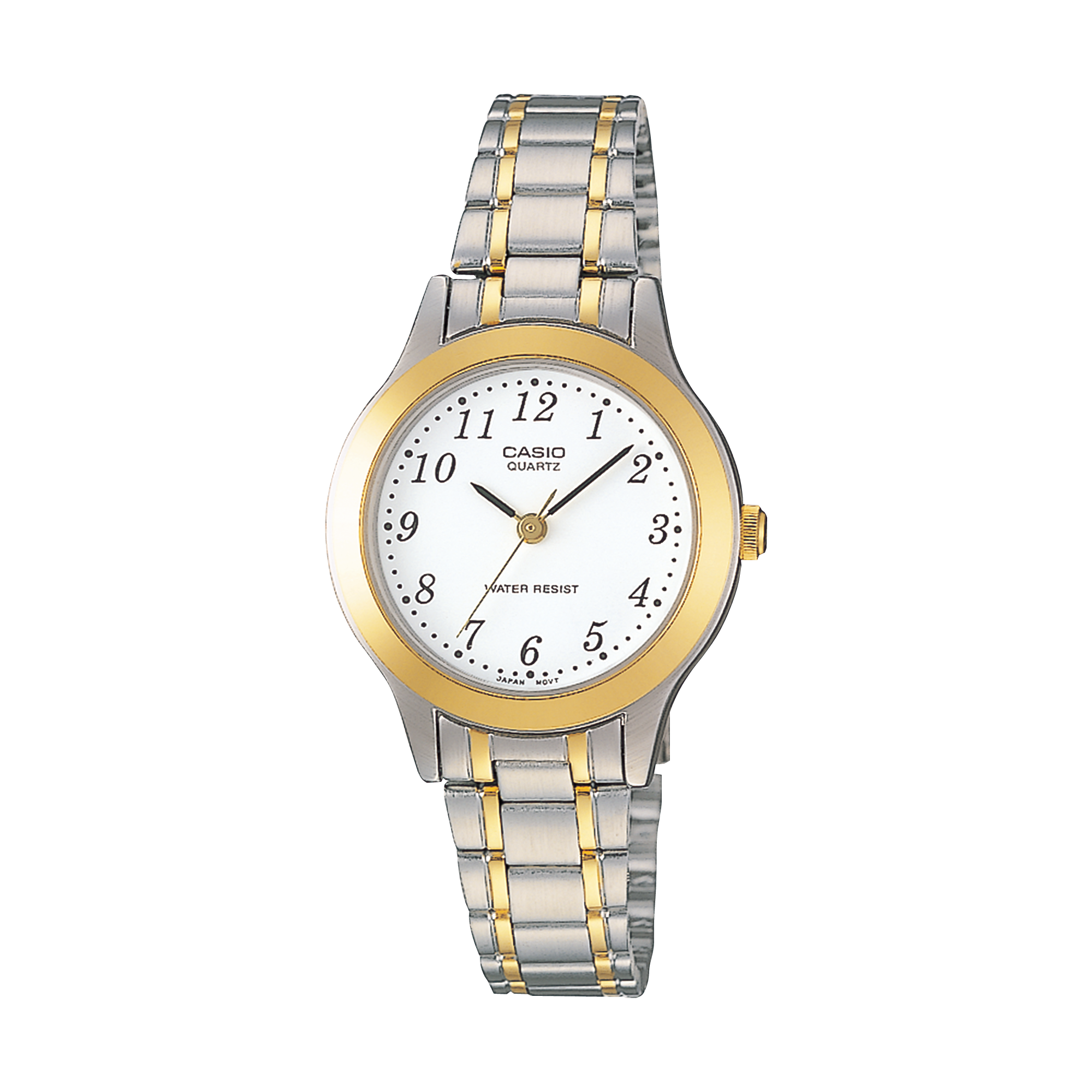 Die Casio Analoguhr LTP-1263PG-7B mit silberfarbenem Edelstahlarmband und goldfarbenen Akzenten