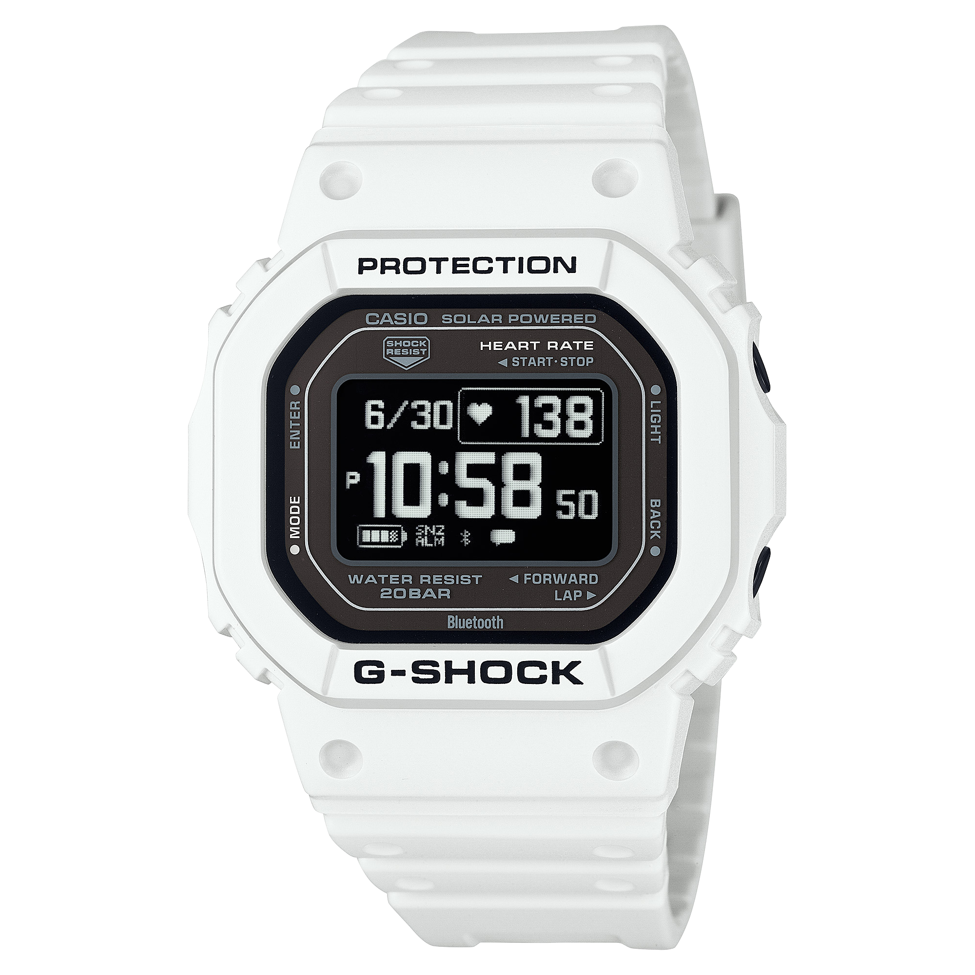 Die DW-H5600-7 mit weißem Resinarmband und digitaler Anzeige