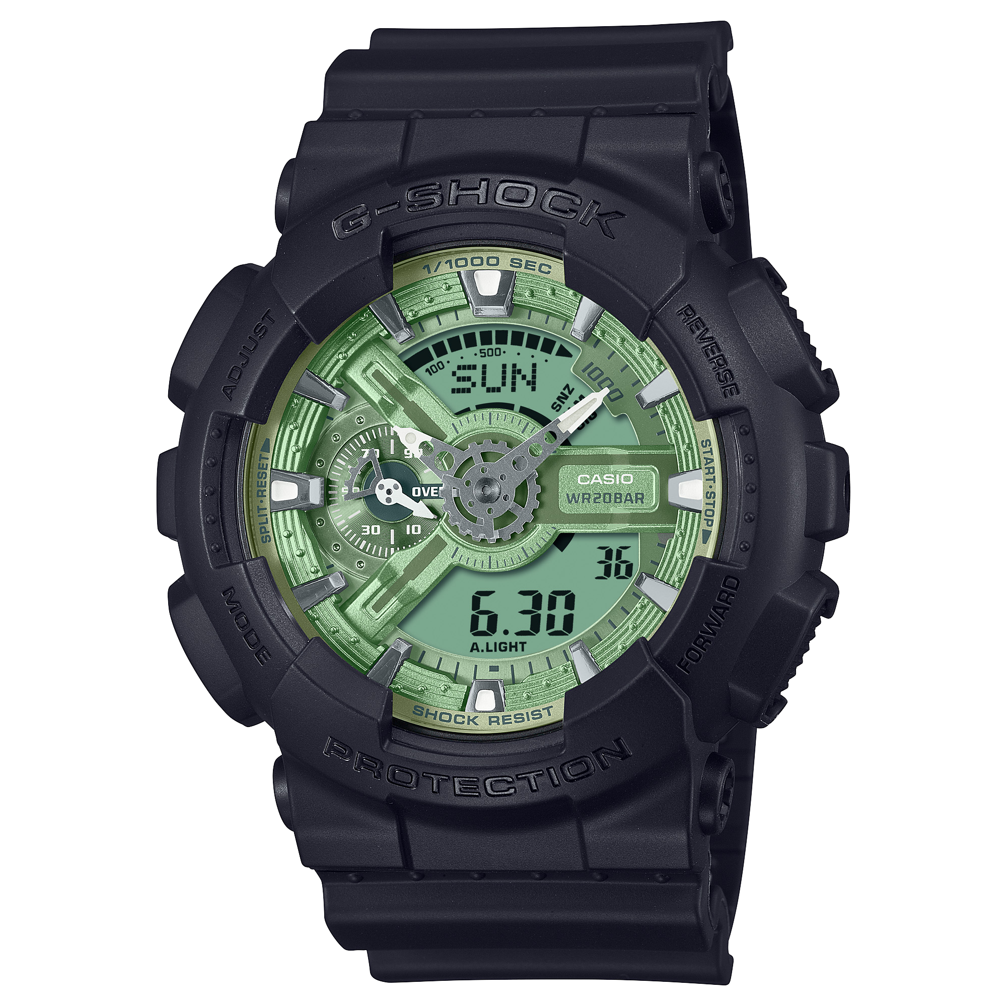 Die Casio Armbanduhr GA-110CD-1A3 in klassischem Schwarz