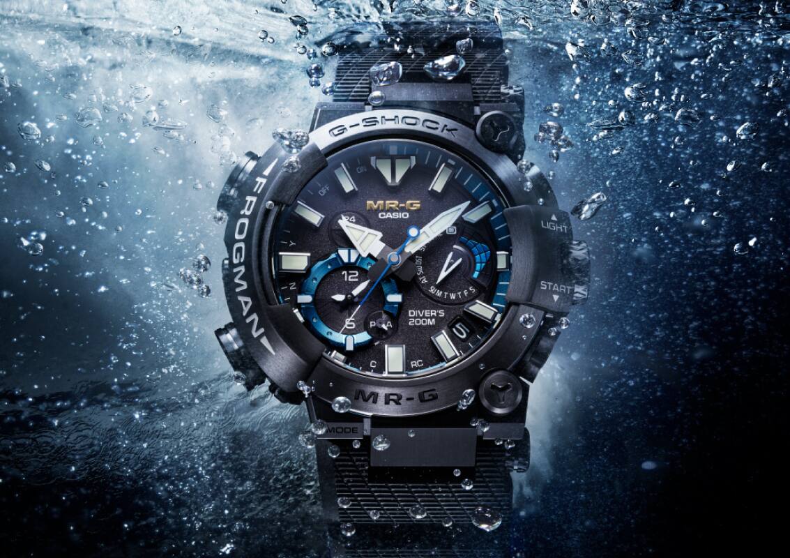 Die G-Shock Frogman MRG-BF1000R unter Wasser
