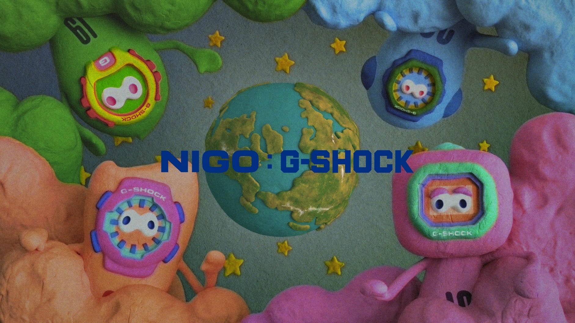 Die vier bunten G-SHOCK Charaktere von NIGO kreiert.