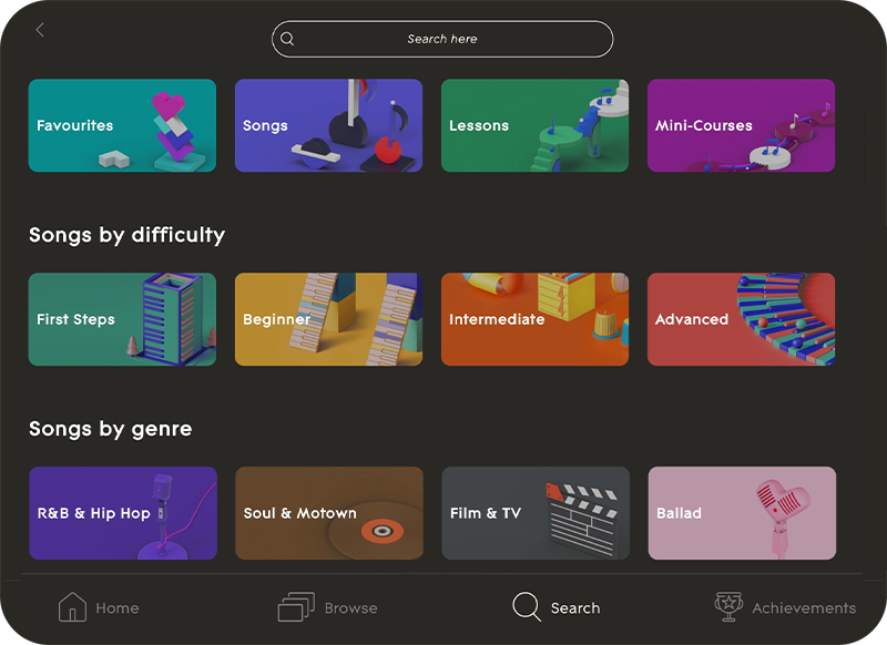 Screenshot der Song-Bibliothek in der ROLI App.