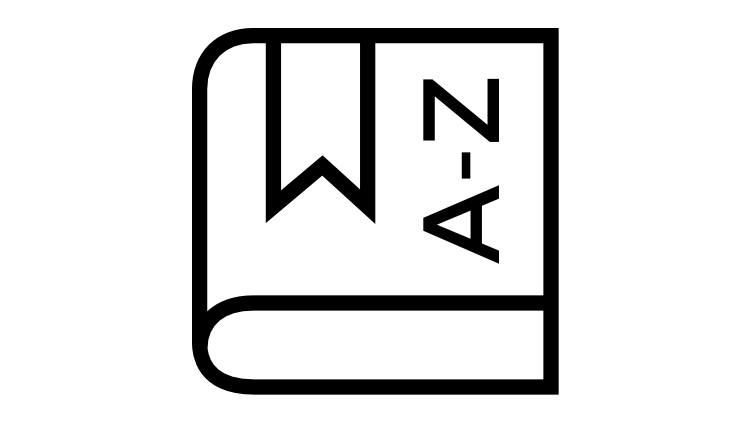 Ein Glossar-Icon auf weißem Hintergrund mit Link zum Lexikon.