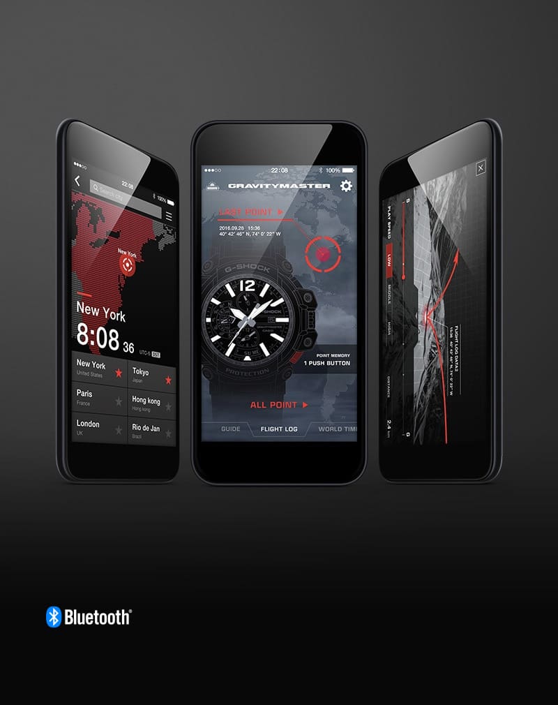 Drei Smartphones und das Bluetooth-Logo