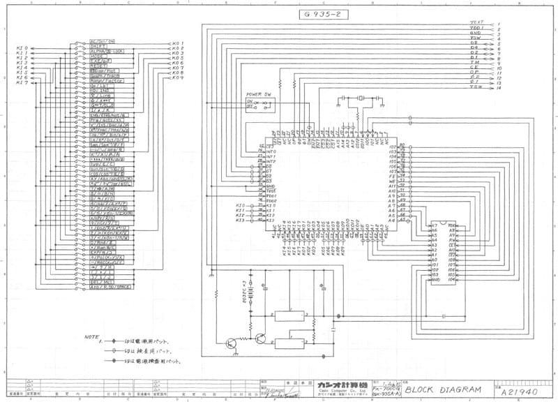 Technische Zeichnung des fx-7000G-Rechners