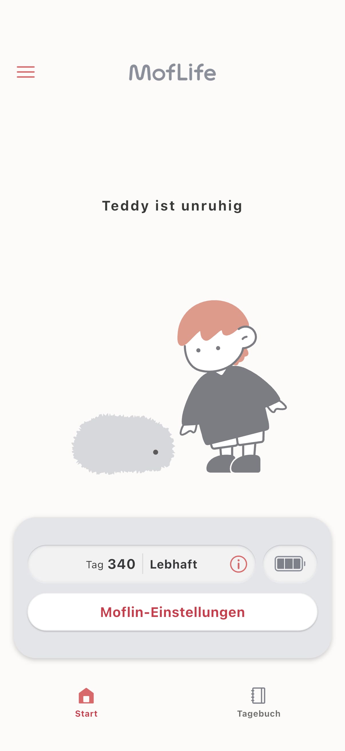 Screenshot der MofLife-App: Gefühlsanzeige