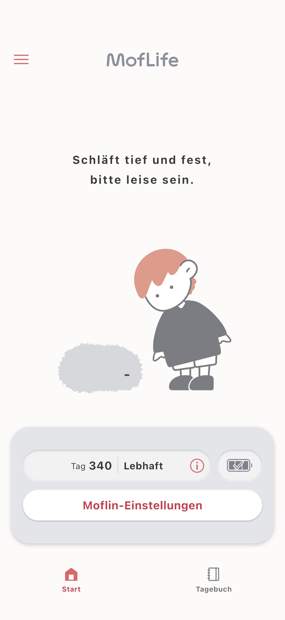 Screenshot der MofLife-App: Tiefschlafmodus.