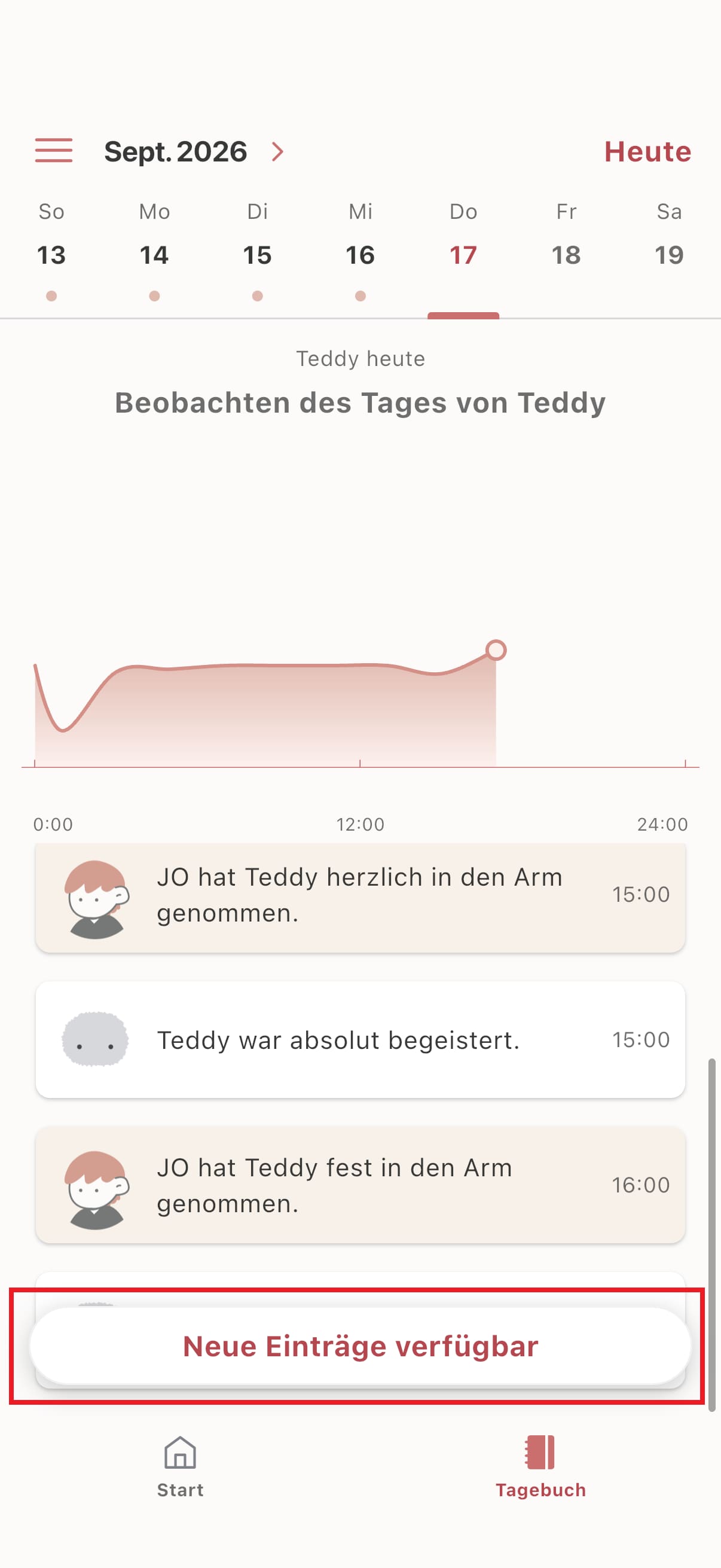 Screenshot der MofLife App: Tagebuch-Eintrag