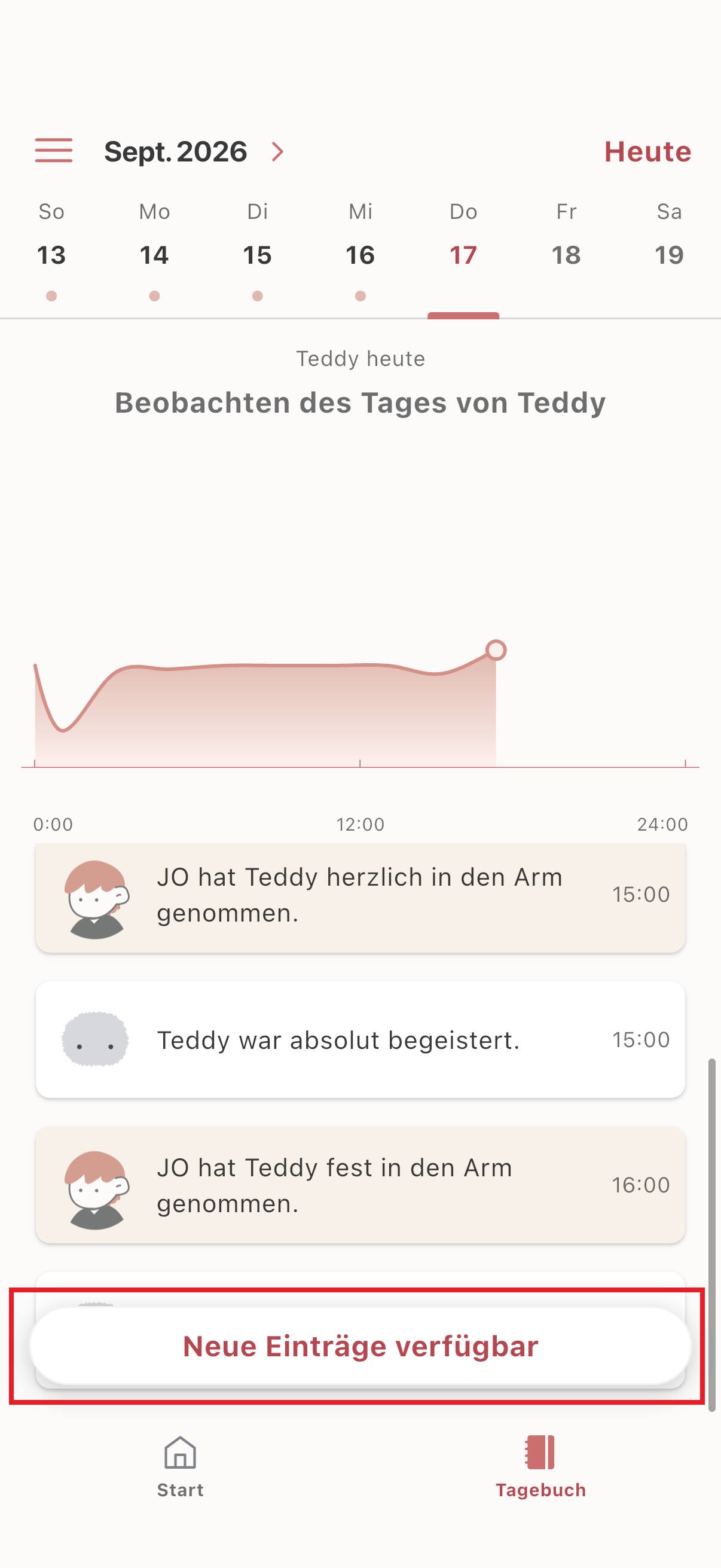 Screenshot der MofLife App: Tagebuch-Eintrag