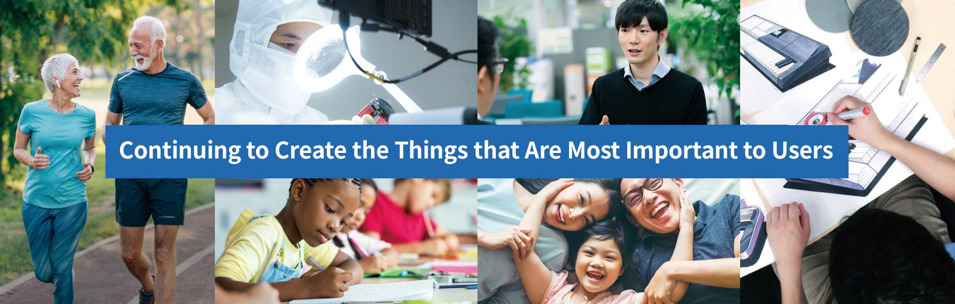 Visual de varias áreas de productos Casio. Encima, la inscripción "Continuing to Change with the Times"