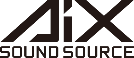 Letra negra sobre fondo blanco: «Aix Sound Source»