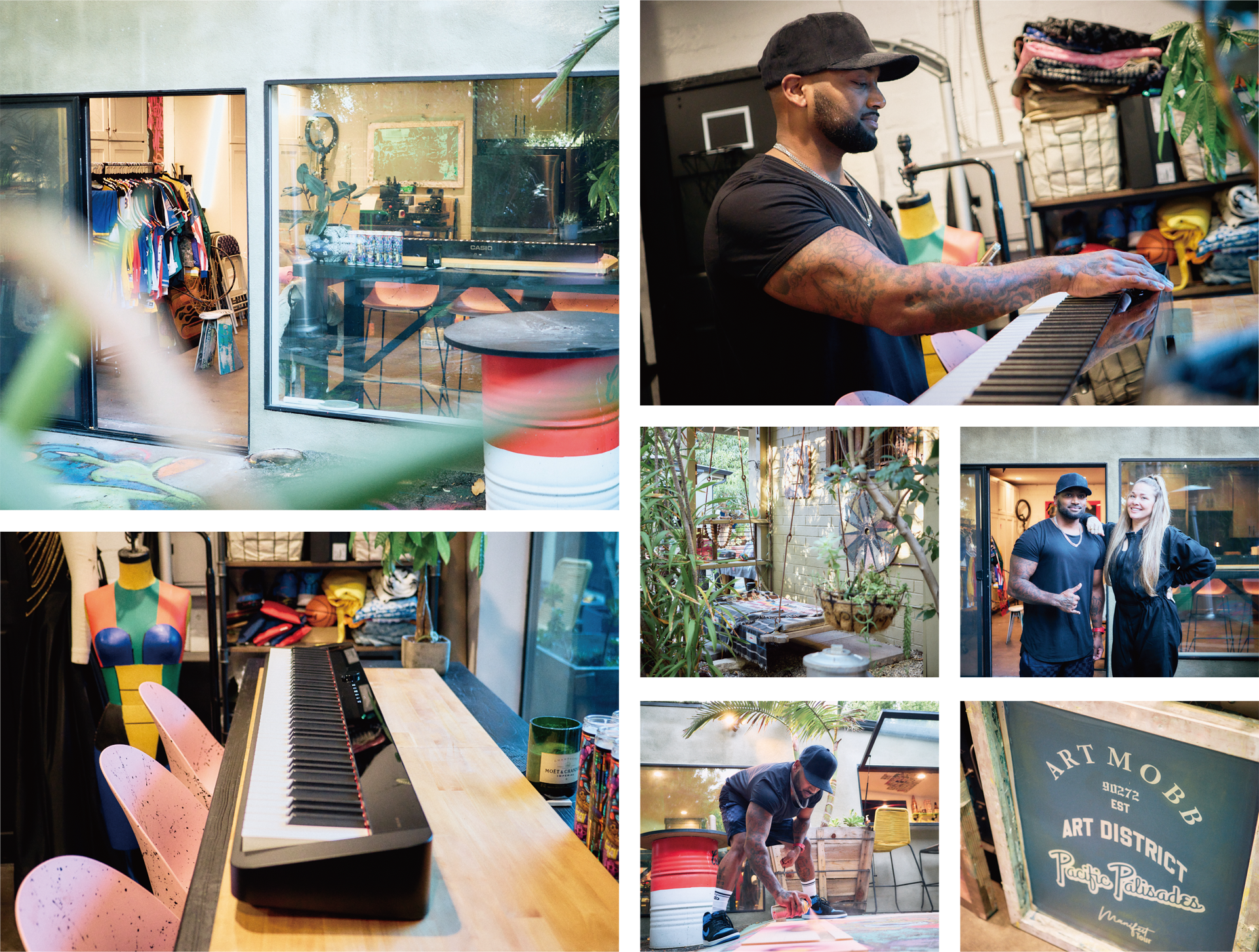 Galería de imágenes con fotos del estilo de vida del artista californiano Mike Farhat con su piano digital Priva