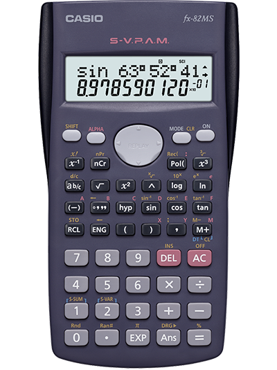 Dos calculadoras scientificas de CASIO una junto a la otra: fx-82MS en azul y la fx-991ES en gris plateado