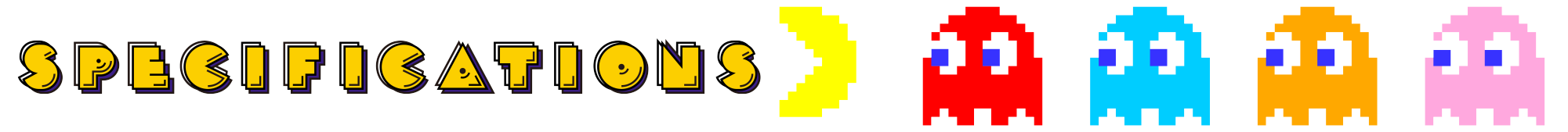 SPECIFICATIONS en estilo Pacman