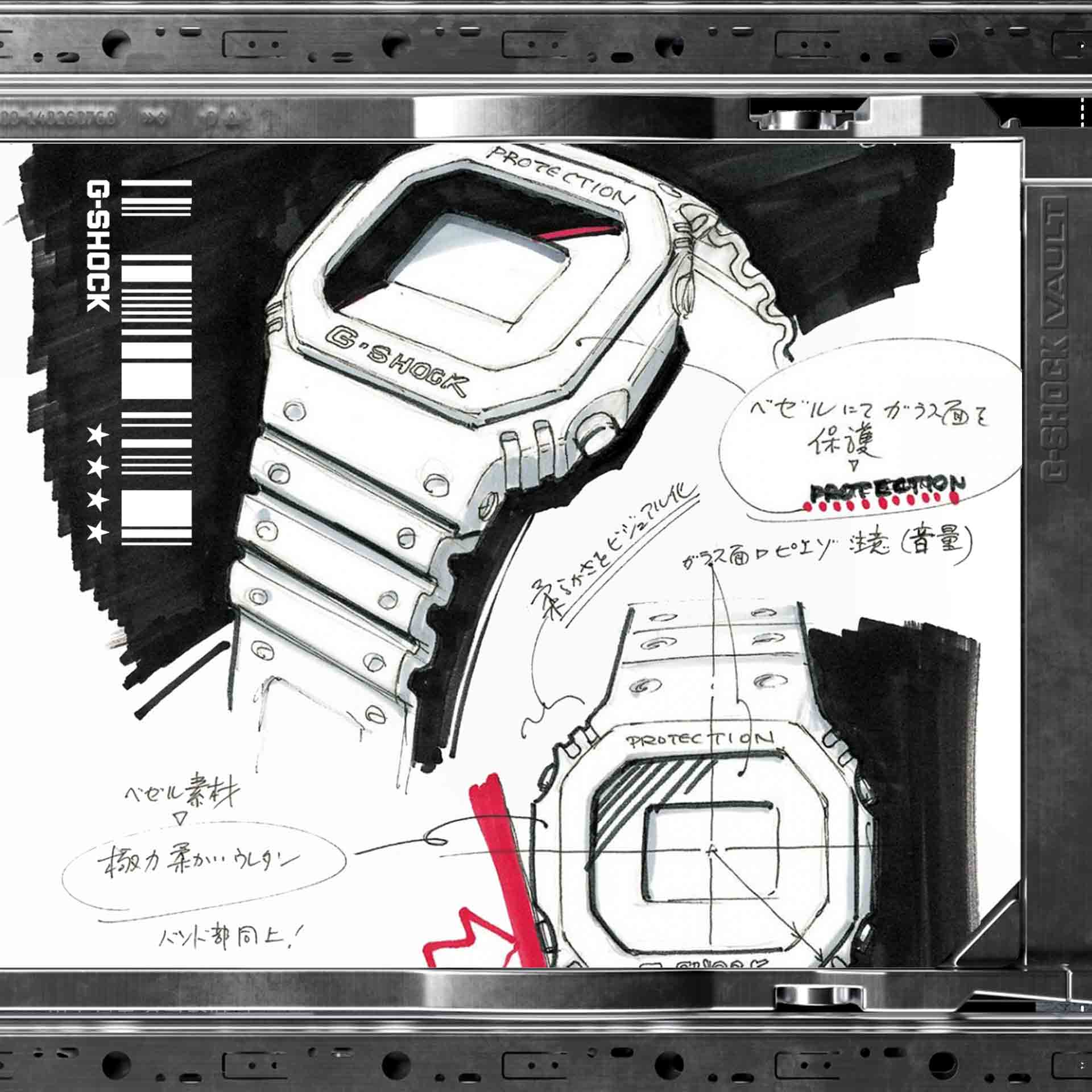 Sketch der ersten G-SHOCK "5000" von 1983
