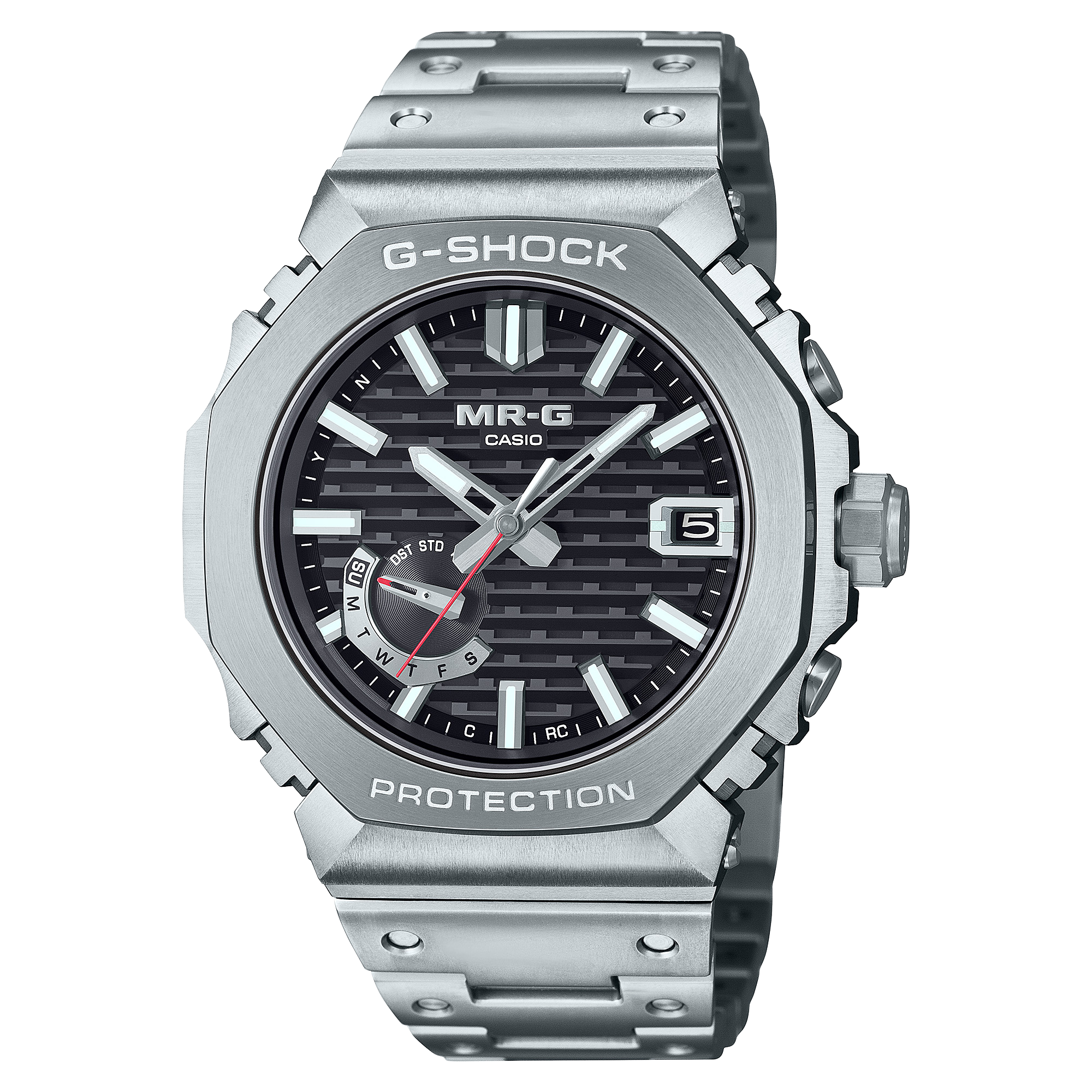 El reloj analógico MRG-B2100D-1A solar de titanio en color plateado