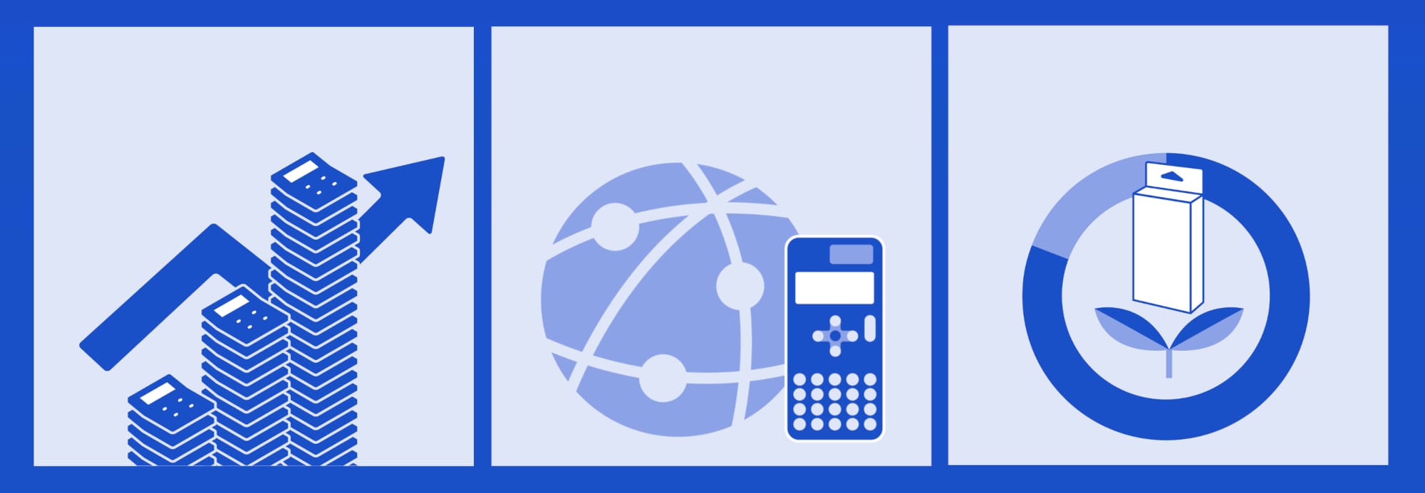 Three graphics on the topic: CASIO’s calculator business in figures. The image links to a page with further information.