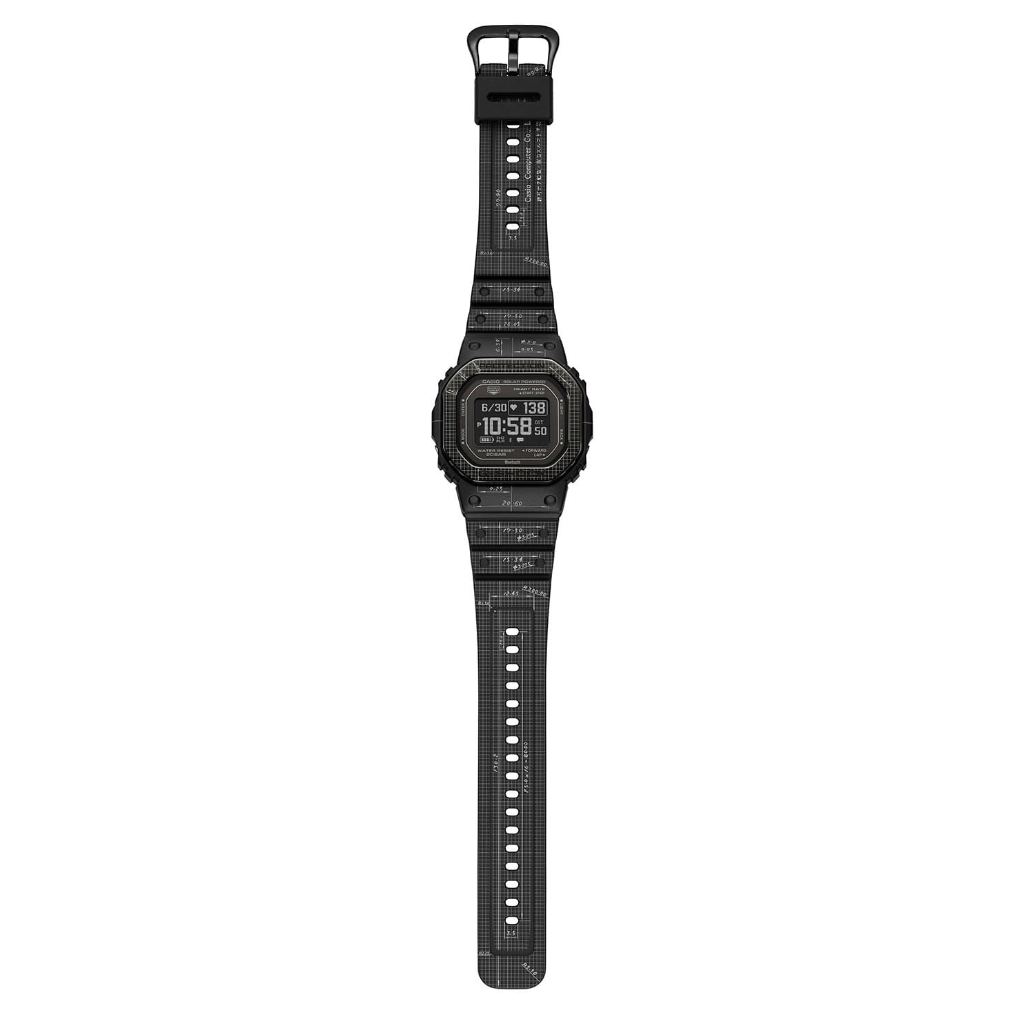 The G-SQUAD DW-H5600 with entire strap and clasp