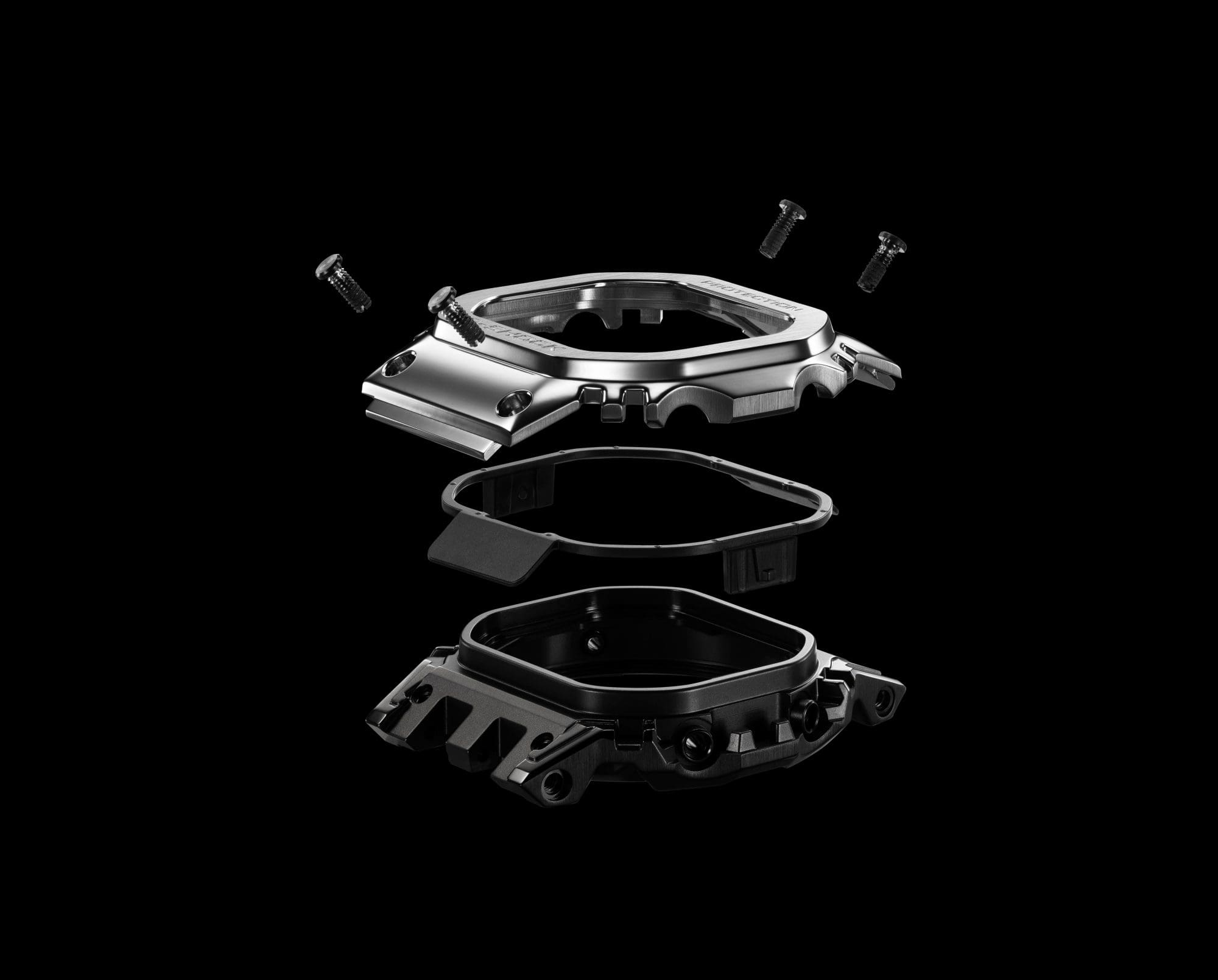 Black and white photograph of GMW-BZ5000 bezel and case. 