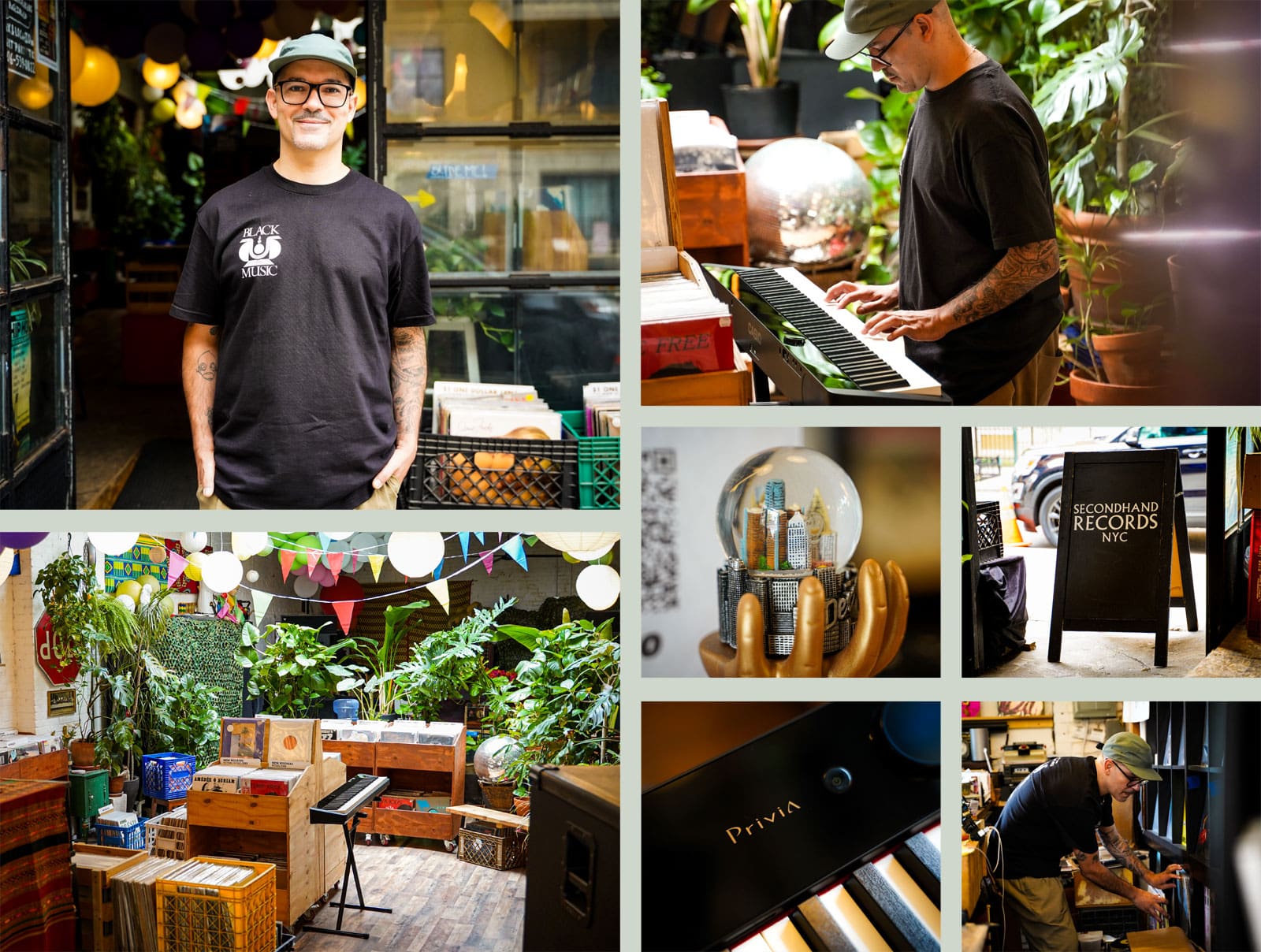Image gallery: Federico Rojas Lavado stands in front of and inside his shop, playing the Privia