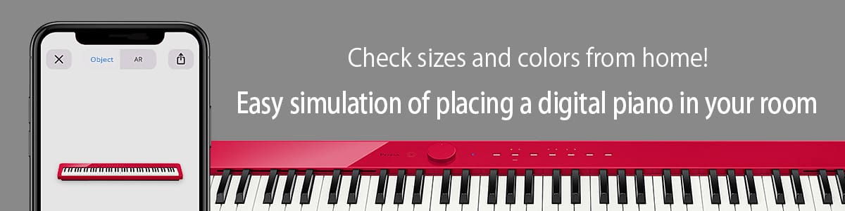 With web AR you can check colours and sizes of your CASIO piano at home