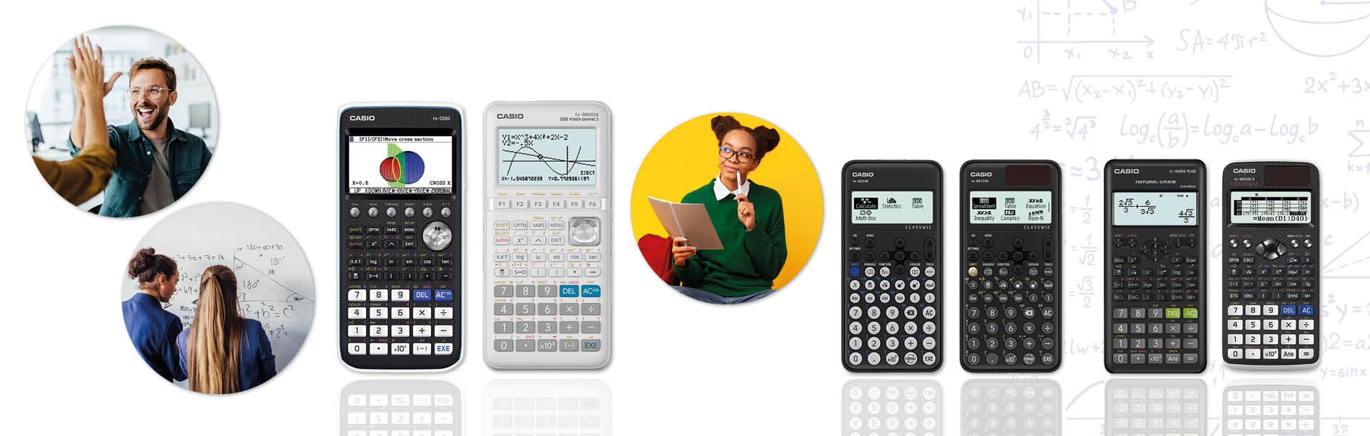 Current pocket calculator collection of scientific CASIO calculators