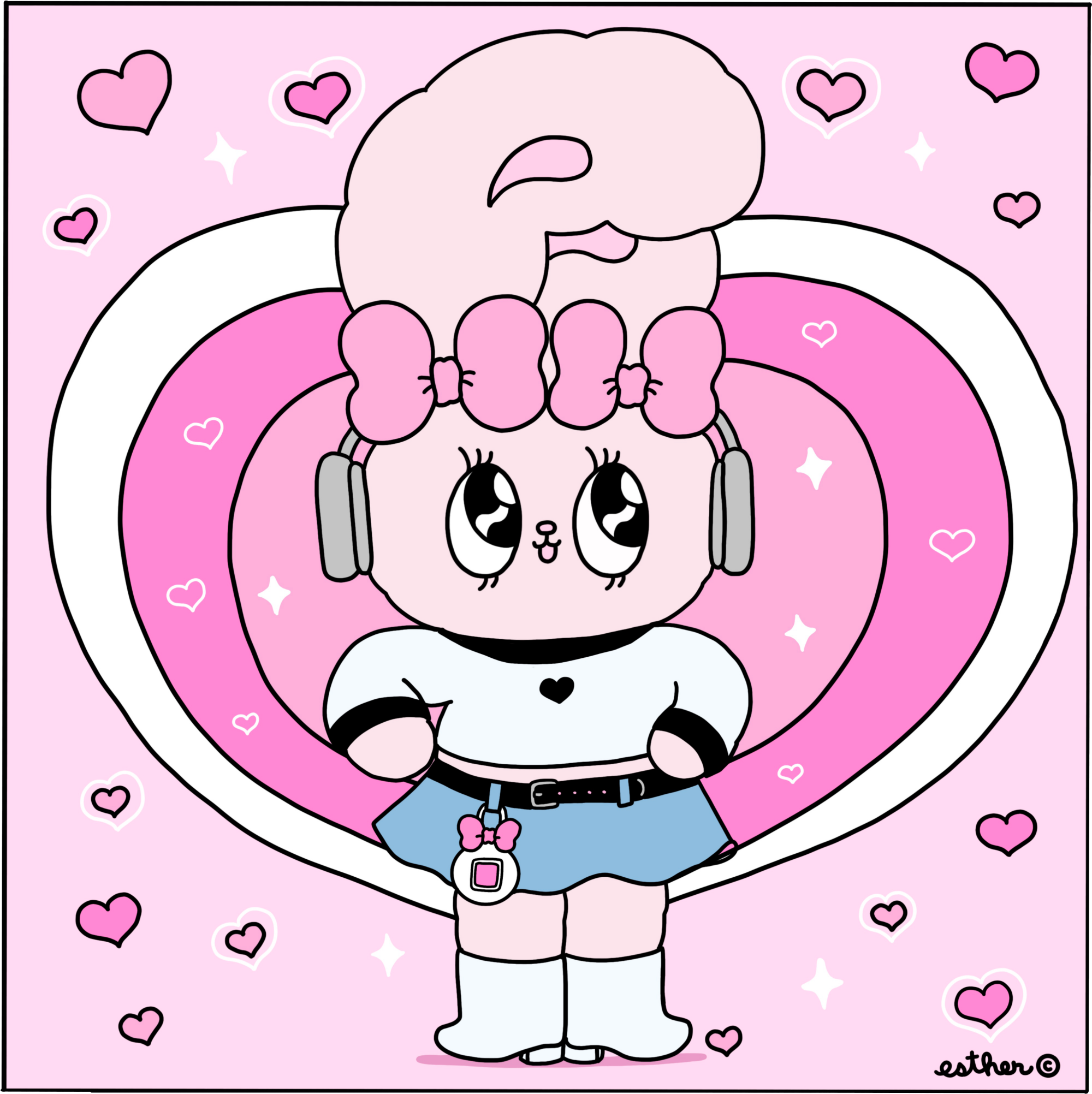 One cartoon bunny poses with the BGD-10K in the case on its belt 