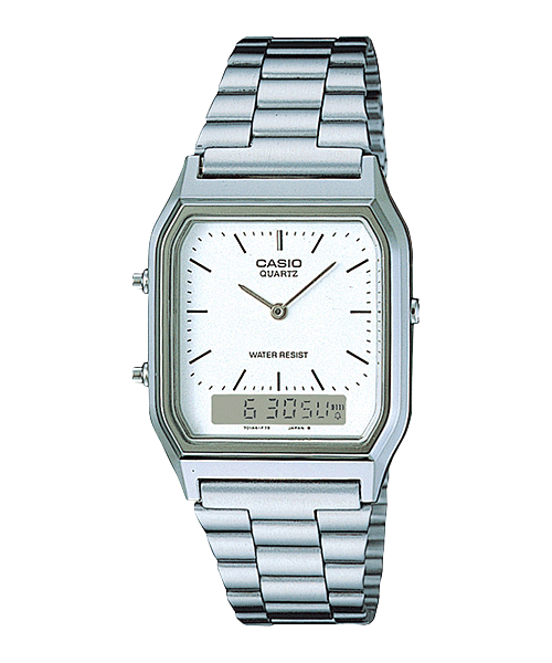 The silver AQ-230A-7DMQ with white dial from the CASIO Vintage range