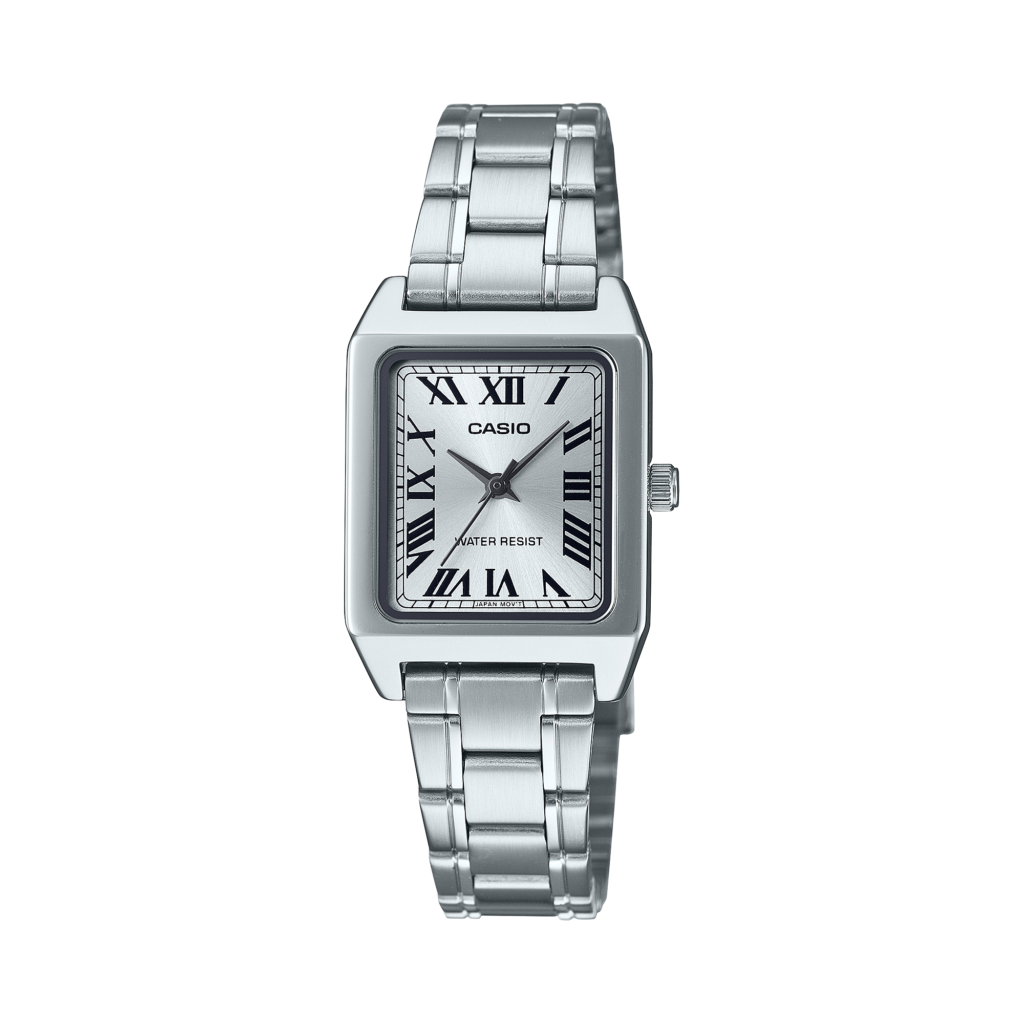 The square stainless steel analogue clock LTP-B150D-7B in silver
