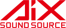 Écriture rouge sur fond blanc : « Aix Sound Source »