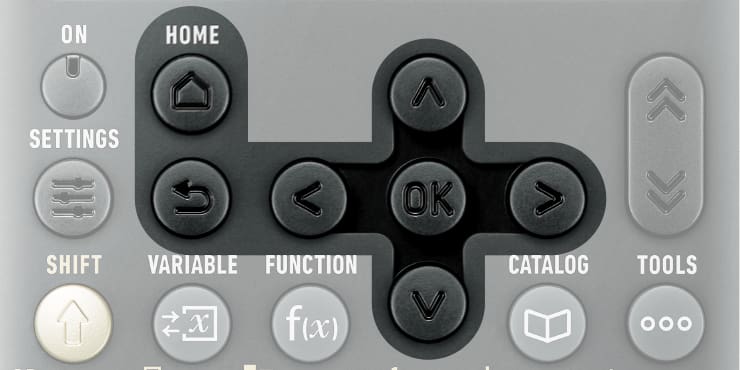 Gros plan sur les touches du curseur de la calculatrice fx-82.