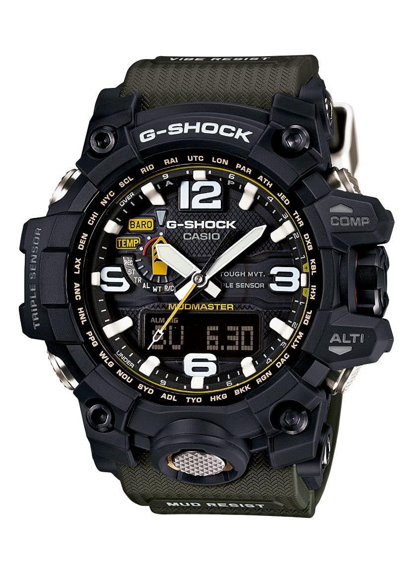 Le GWG-100-1A3 avec cadran foncé et bracelet vert foncé