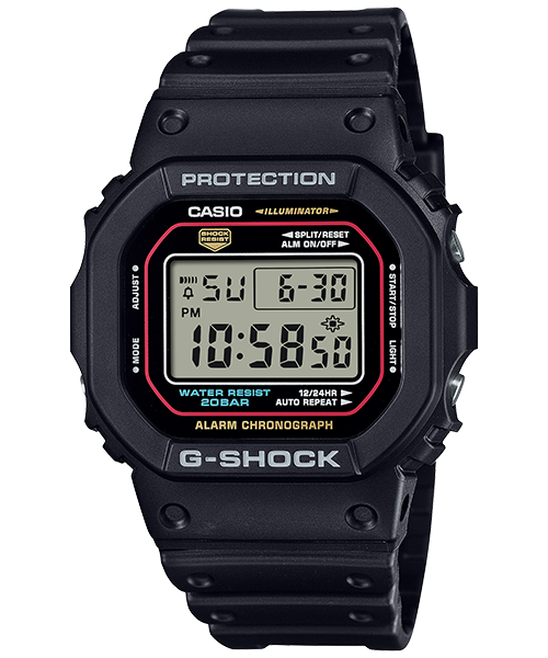 La montre numérique décontractée Casio G-Shock DW-5600RL-1 avec bracelet en résine noir