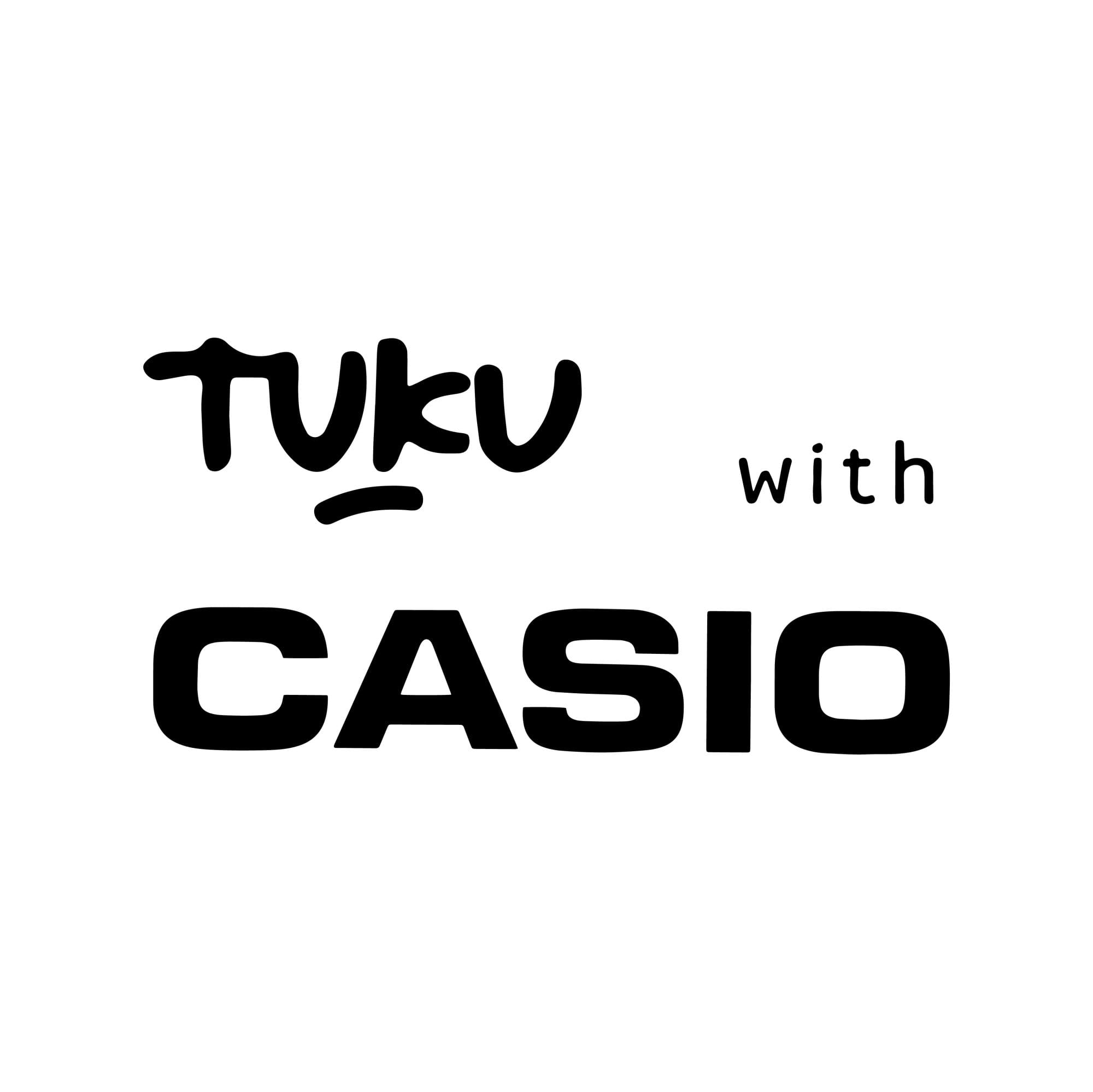 A man in front of a high-rise wearing a black leather jacket, a white shirt and the silver-coloured AE-1200WHD-1A from CASIO, looking through the lens of an SLR camera