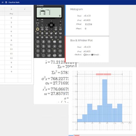 Histogram dan Box Plot ada dalam Classpad.net