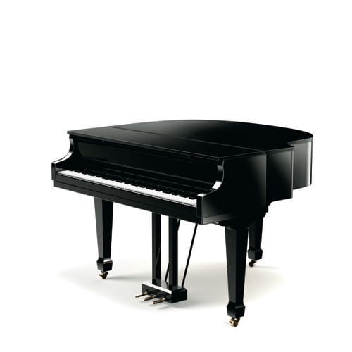 Un pianoforte a coda con il coperchio chiuso