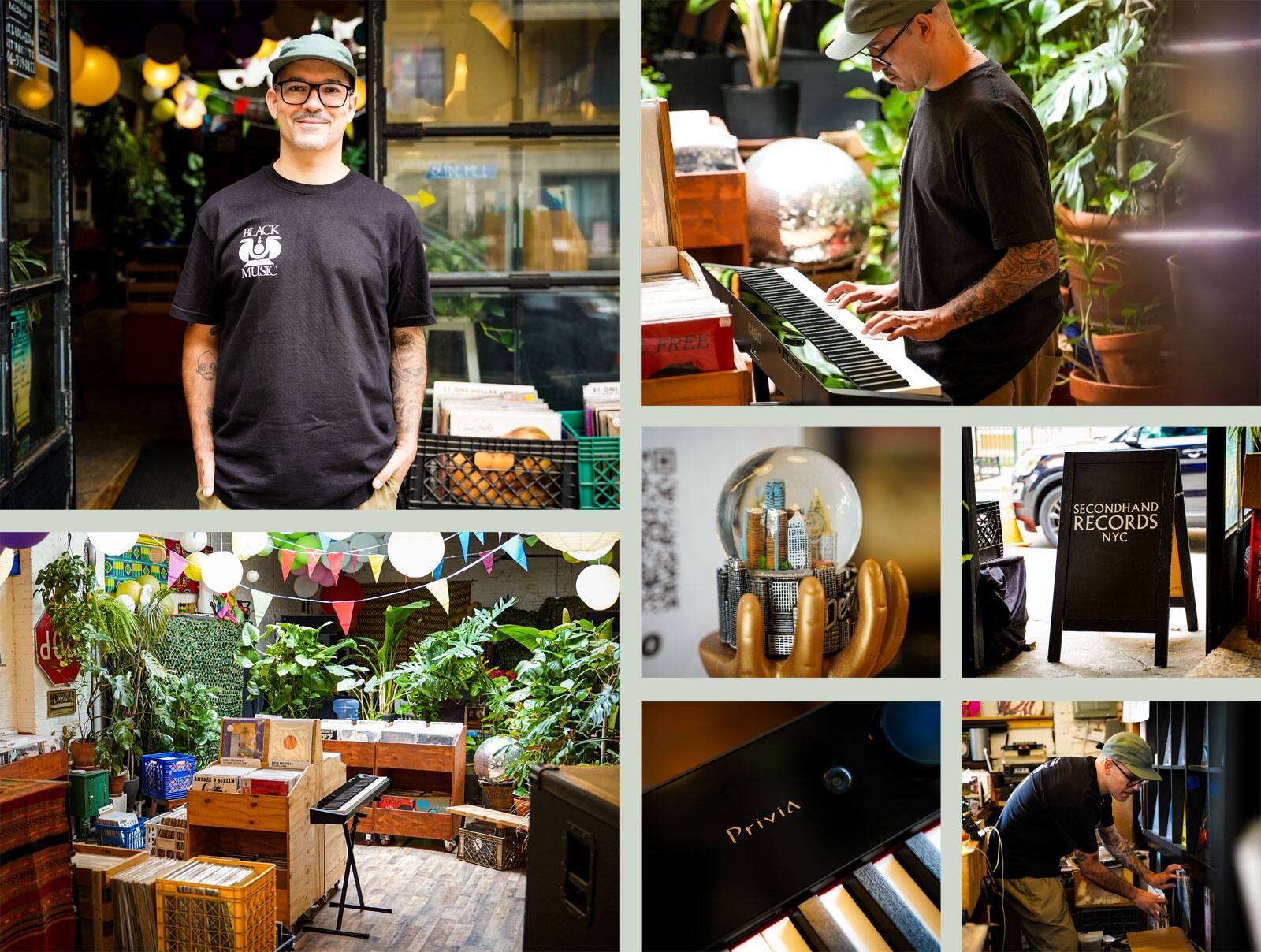 Galleria immagini: Federico Rojas Lavado davanti e all'interno del suo negozio mentre suona il Privia.