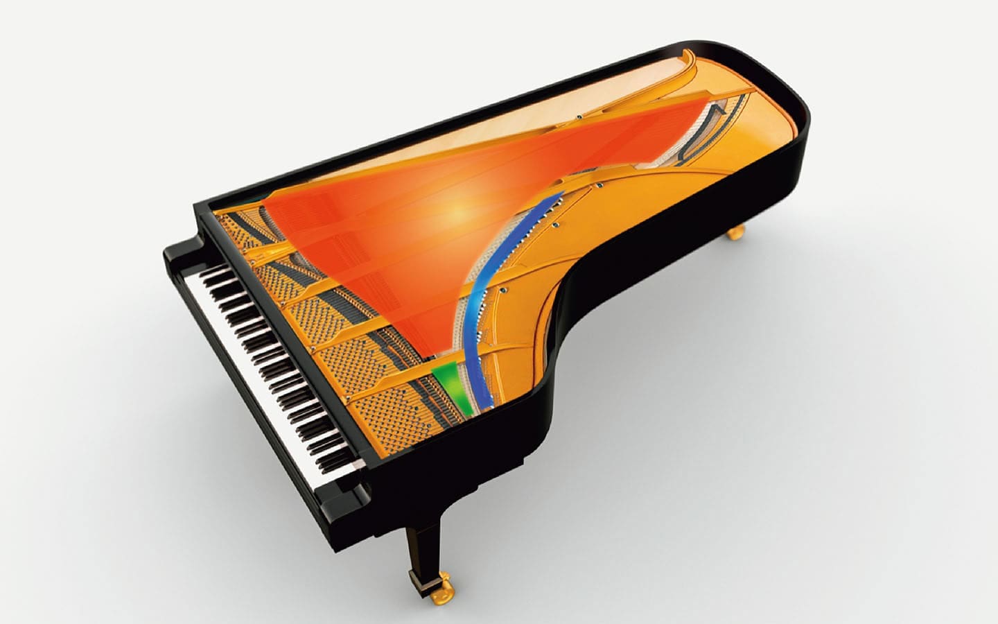 Rappresentazione della meccanica sonora di un pianoforte acustico