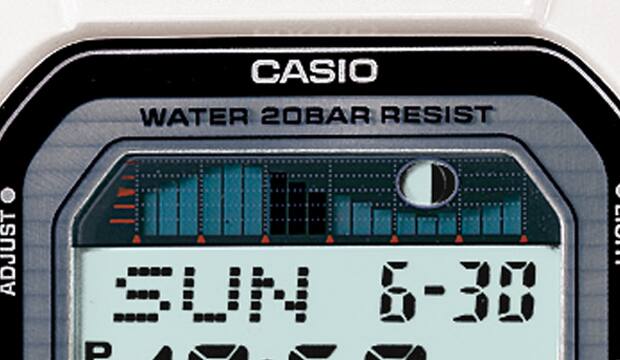 Close up of G-SHOCK with tide graph È possibile ottenere un'analisi digitale delle informazioni di Gezeiten, che può essere modificata in base alle esigenze del cliente