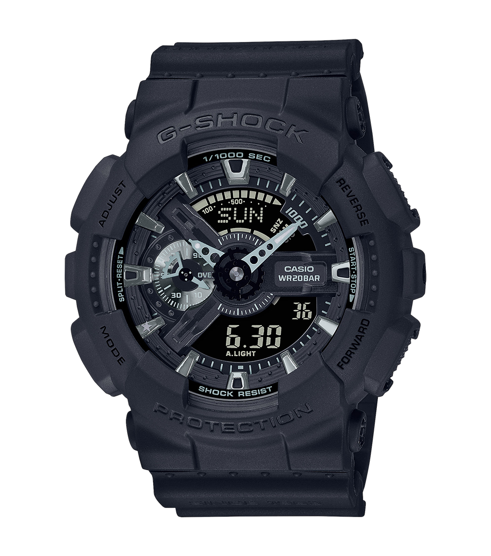 Primo piano del display dell'orologio cronografo G-Shock GA-114RE-1A nero