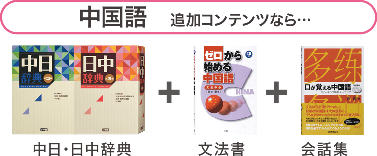 中国語　追加コンテンツなら…　中日・日中辞典＋文法書＋会話集