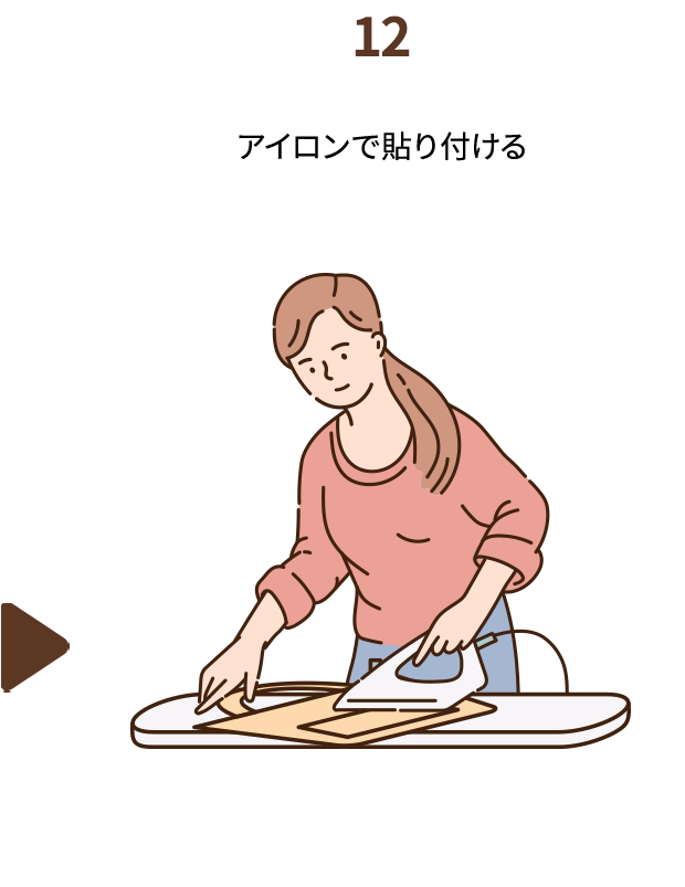 １２.アイロンで貼り付ける