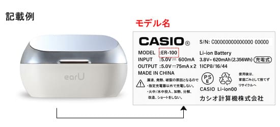 earU　モデル名の記載場所